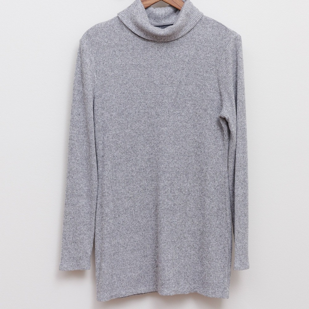 White House Black Market Heather Gray Ribbed Turtleneck Sweater Womens Medium